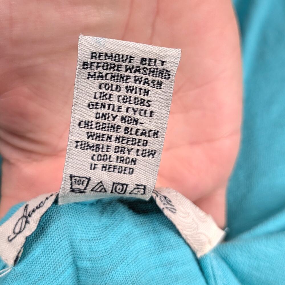 Vintage Y2K American Rag Teal Cotton Asymmetrical Parachute Henley Dress S - Picture 9 of 9